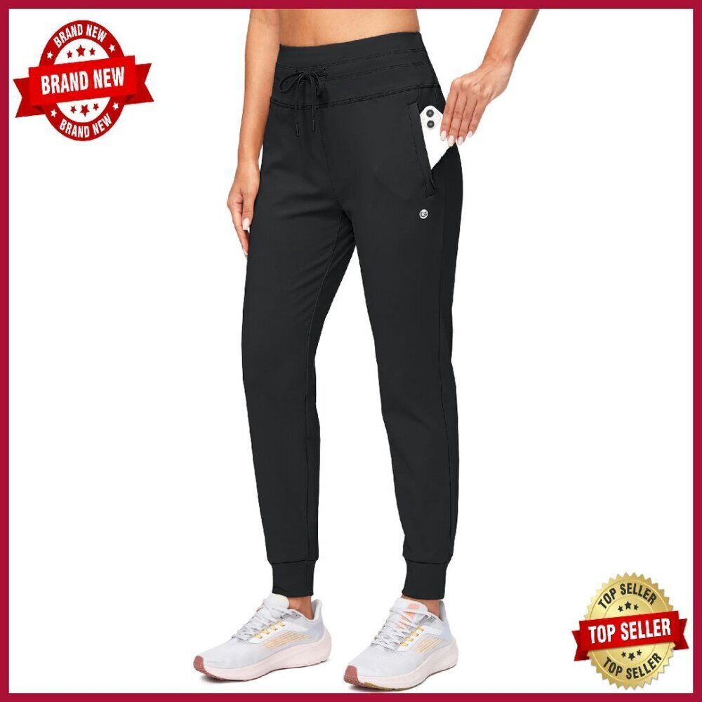 Fleece Lined Joggers High Waist Water Resistant Thermal Sweatpants Pockets